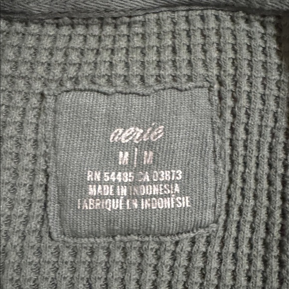 Aerie the Sweat Waffle Crewneck Sweatshirt Sage Green Oversized Loungewear-M - Picture 7 of 10